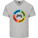 Gamming Eat Sleep Game Repeat Gamer Mens V-Neck Cotton T-Shirt Sports Grey