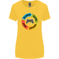 Gamming Eat Sleep Game Repeat Gamer Womens Wider Cut T-Shirt Yellow
