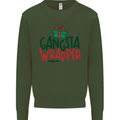 Gangsta Wrapper Funny Christmas Present Kids Sweatshirt Jumper Forest Green
