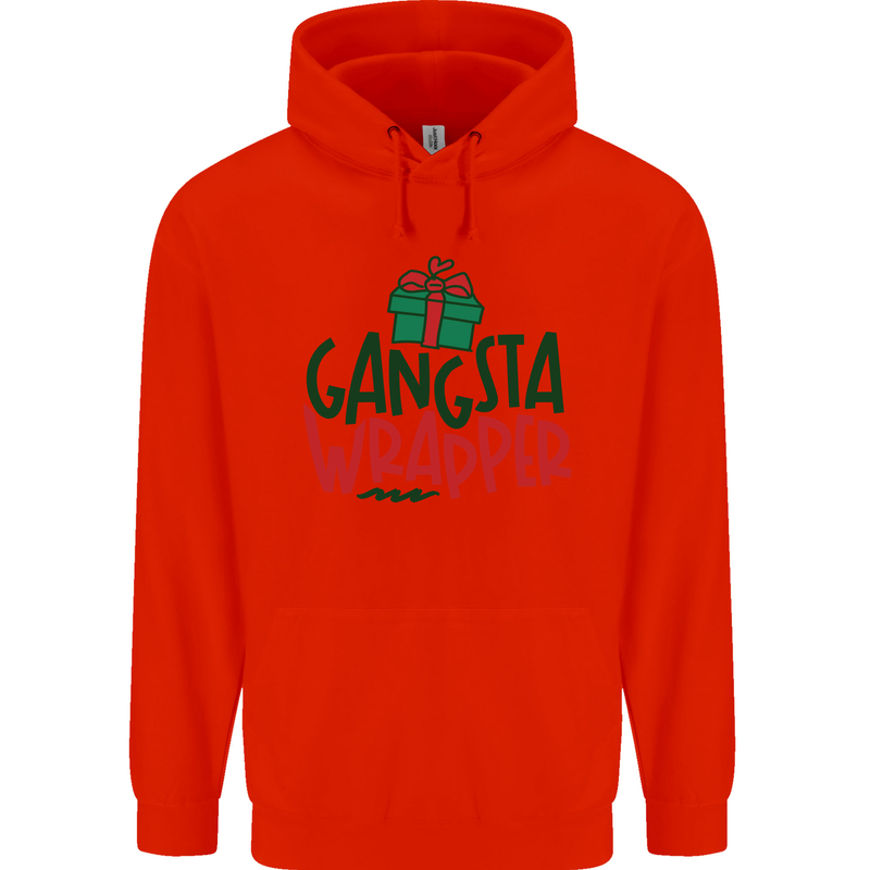 Gangsta Wrapper Funny Christmas Present Mens 80% Cotton Hoodie Bright Red