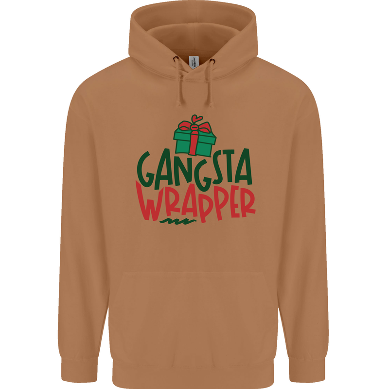Gangsta Wrapper Funny Christmas Present Mens 80% Cotton Hoodie Caramel Latte