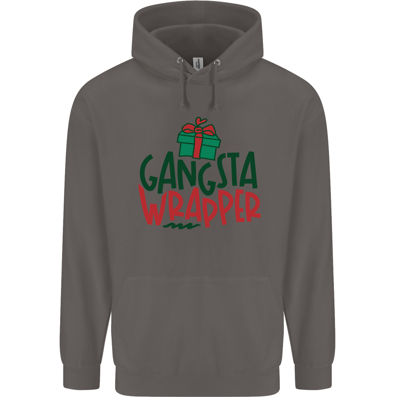 Gangsta Wrapper Funny Christmas Present Mens 80% Cotton Hoodie Charcoal