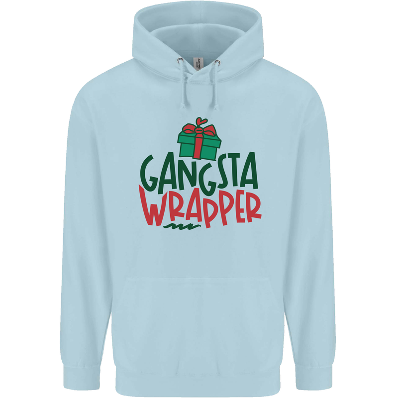 Gangsta Wrapper Funny Christmas Present Mens 80% Cotton Hoodie Light Blue