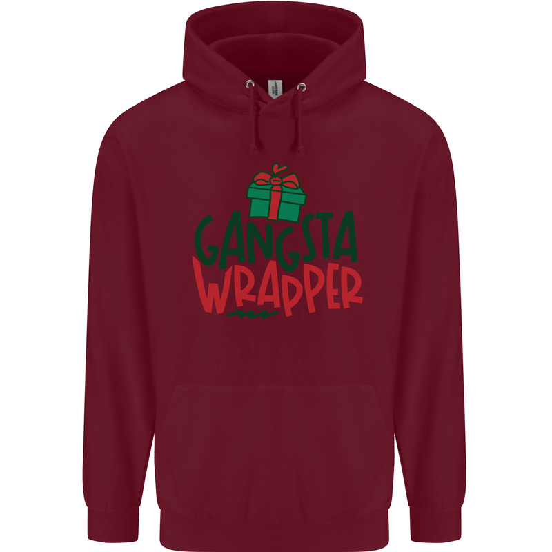 Gangsta Wrapper Funny Christmas Present Mens 80% Cotton Hoodie Maroon