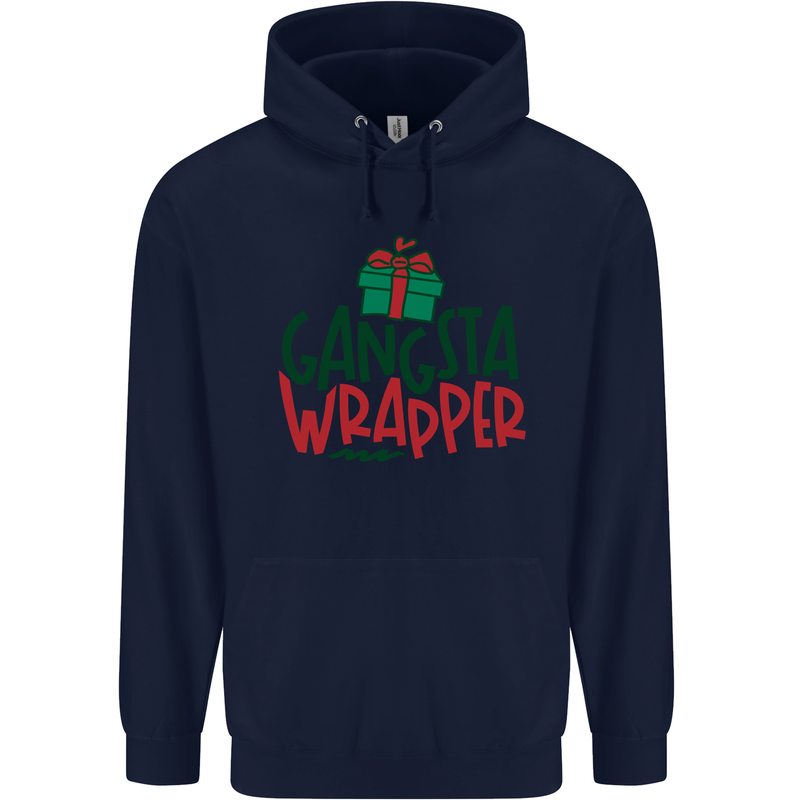 Gangsta Wrapper Funny Christmas Present Mens 80% Cotton Hoodie Navy Blue