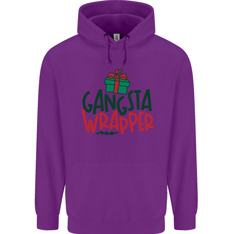 Gangsta Wrapper Funny Christmas Present Mens 80% Cotton Hoodie Purple