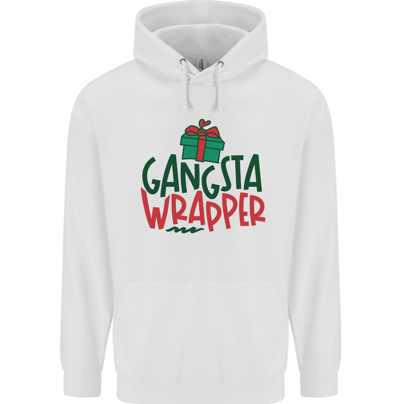 Gangsta Wrapper Funny Christmas Present Mens 80% Cotton Hoodie White