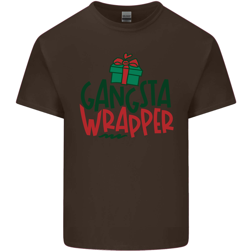 Gangsta Wrapper Funny Christmas Present Mens Cotton T-Shirt Tee Top Dark Chocolate