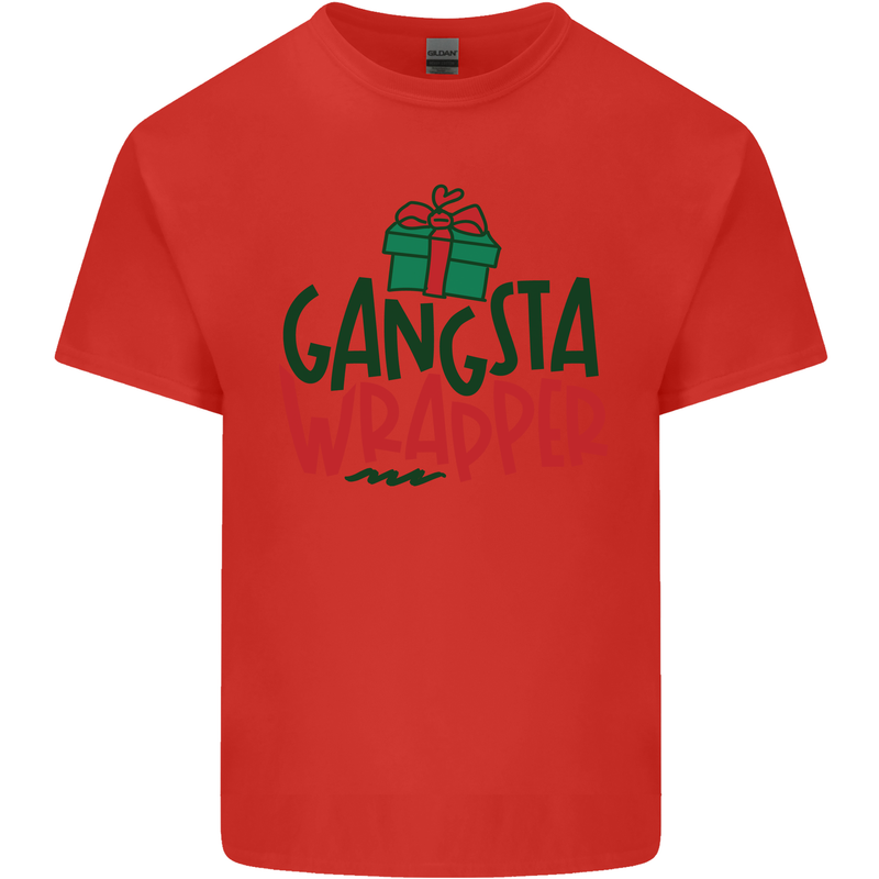 Gangsta Wrapper Funny Christmas Present Mens Cotton T-Shirt Tee Top Red
