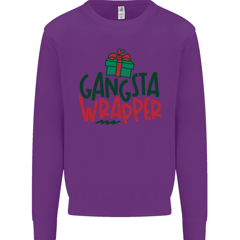 Gangsta Wrapper Funny Christmas Present Mens Sweatshirt Jumper Purple