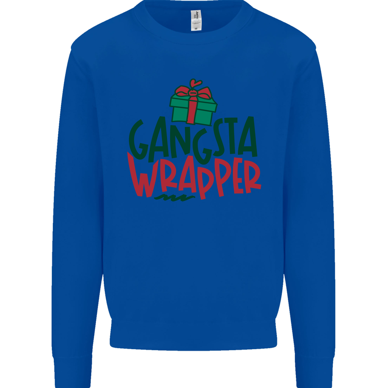 Gangsta Wrapper Funny Christmas Present Mens Sweatshirt Jumper Royal Blue