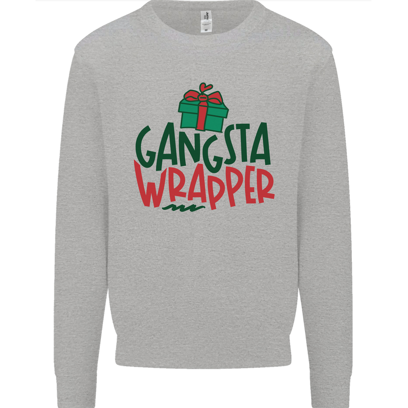 Gangsta Wrapper Funny Christmas Present Mens Sweatshirt Jumper Sports Grey