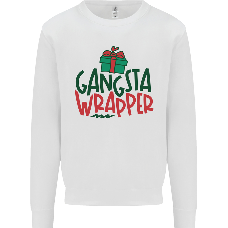 Gangsta Wrapper Funny Christmas Present Mens Sweatshirt Jumper White