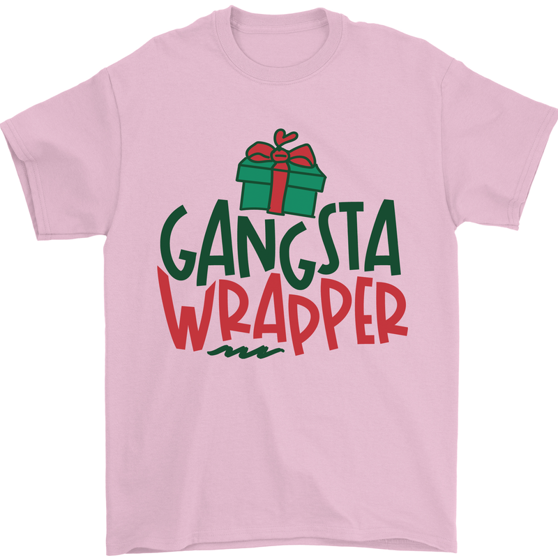 Gangsta Wrapper Funny Christmas Present Mens T-Shirt Cotton Gildan Light Pink