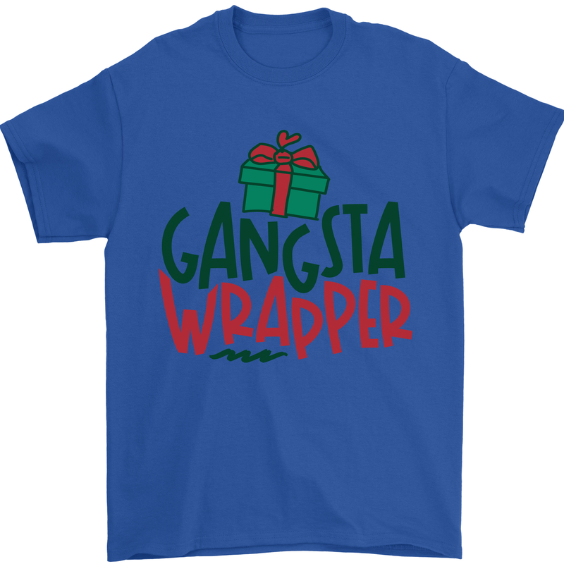 Gangsta Wrapper Funny Christmas Present Mens T-Shirt Cotton Gildan Royal Blue