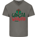 Gangsta Wrapper Funny Christmas Present Mens V-Neck Cotton T-Shirt Charcoal