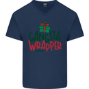 Gangsta Wrapper Funny Christmas Present Mens V-Neck Cotton T-Shirt Navy Blue