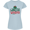 Gangsta Wrapper Funny Christmas Present Womens Petite Cut T-Shirt Light Blue