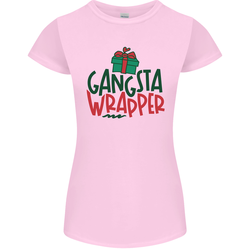 Gangsta Wrapper Funny Christmas Present Womens Petite Cut T-Shirt Light Pink