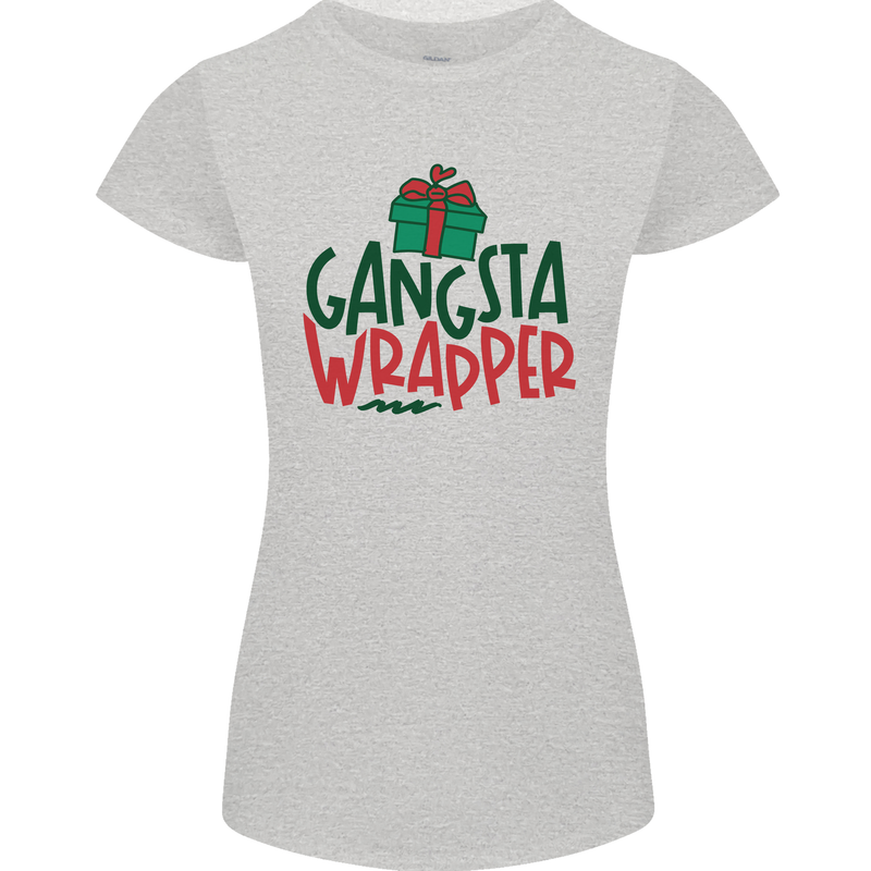 Gangsta Wrapper Funny Christmas Present Womens Petite Cut T-Shirt Sports Grey
