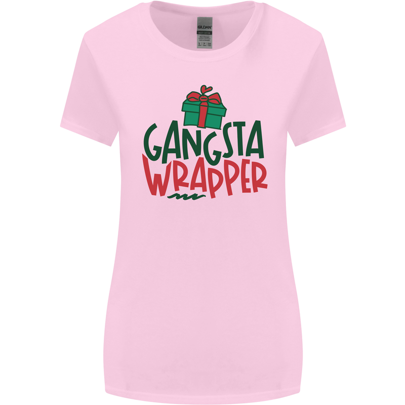 Gangsta Wrapper Funny Christmas Present Womens Wider Cut T-Shirt Light Pink