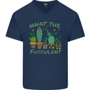 Gardening Fucculent Funny Plant Botanist Mens V-Neck Cotton T-Shirt Navy Blue