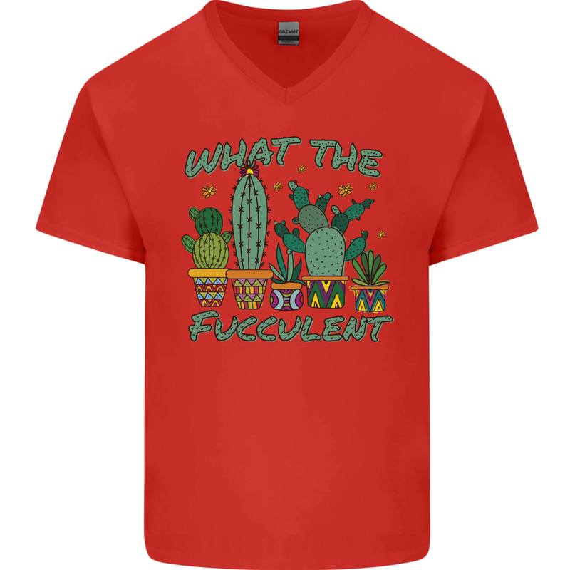 Gardening Fucculent Funny Plant Botanist Mens V-Neck Cotton T-Shirt Red