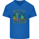 Gardening Fucculent Funny Plant Botanist Mens V-Neck Cotton T-Shirt Royal Blue