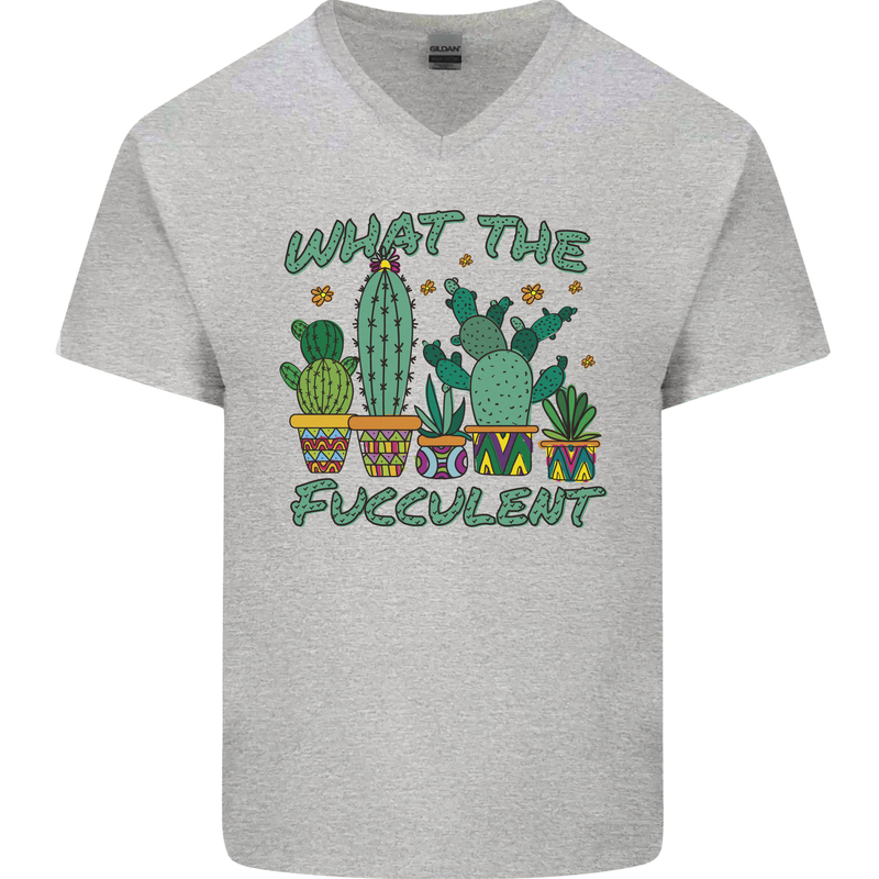 Gardening Fucculent Funny Plant Botanist Mens V-Neck Cotton T-Shirt Sports Grey