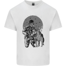 Gas Mask & Dog Apocalypse Armed Militia Mens Cotton T-Shirt Tee Top White