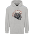Gasoline Soul Biker Skull Motorbike Chopper Childrens Kids Hoodie Sports Grey
