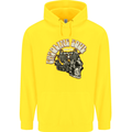 Gasoline Soul Biker Skull Motorbike Chopper Childrens Kids Hoodie Yellow