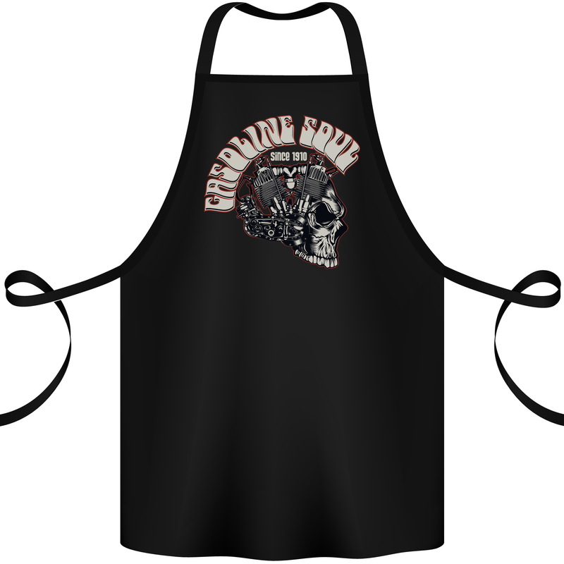Gasoline Soul Biker Skull Motorbike Chopper Cotton Apron 100% Organic Black