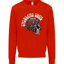 Gasoline Soul Biker Skull Motorbike Chopper Kids Sweatshirt Jumper Bright Red