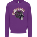 Gasoline Soul Biker Skull Motorbike Chopper Kids Sweatshirt Jumper Purple