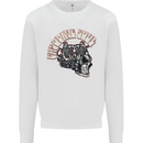 Gasoline Soul Biker Skull Motorbike Chopper Kids Sweatshirt Jumper White