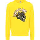 Gasoline Soul Biker Skull Motorbike Chopper Kids Sweatshirt Jumper Yellow