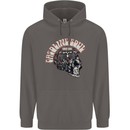 Gasoline Soul Biker Skull Motorbike Chopper Mens 80% Cotton Hoodie Charcoal
