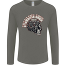 Gasoline Soul Biker Skull Motorbike Chopper Mens Long Sleeve T-Shirt Charcoal