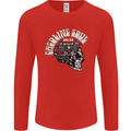Gasoline Soul Biker Skull Motorbike Chopper Mens Long Sleeve T-Shirt Red