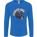 Gasoline Soul Biker Skull Motorbike Chopper Mens Long Sleeve T-Shirt Royal Blue