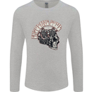 Gasoline Soul Biker Skull Motorbike Chopper Mens Long Sleeve T-Shirt Sports Grey