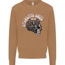 Gasoline Soul Biker Skull Motorbike Chopper Mens Sweatshirt Jumper Caramel Latte