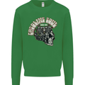 Gasoline Soul Biker Skull Motorbike Chopper Mens Sweatshirt Jumper Irish Green