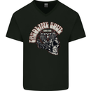 Gasoline Soul Biker Skull Motorbike Chopper Mens V-Neck Cotton T-Shirt Black