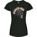 Gasoline Soul Biker Skull Motorbike Chopper Womens Petite Cut T-Shirt Black