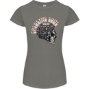 Gasoline Soul Biker Skull Motorbike Chopper Womens Petite Cut T-Shirt Charcoal