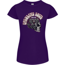 Gasoline Soul Biker Skull Motorbike Chopper Womens Petite Cut T-Shirt Purple