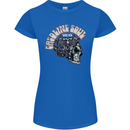 Gasoline Soul Biker Skull Motorbike Chopper Womens Petite Cut T-Shirt Royal Blue