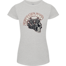 Gasoline Soul Biker Skull Motorbike Chopper Womens Petite Cut T-Shirt Sports Grey